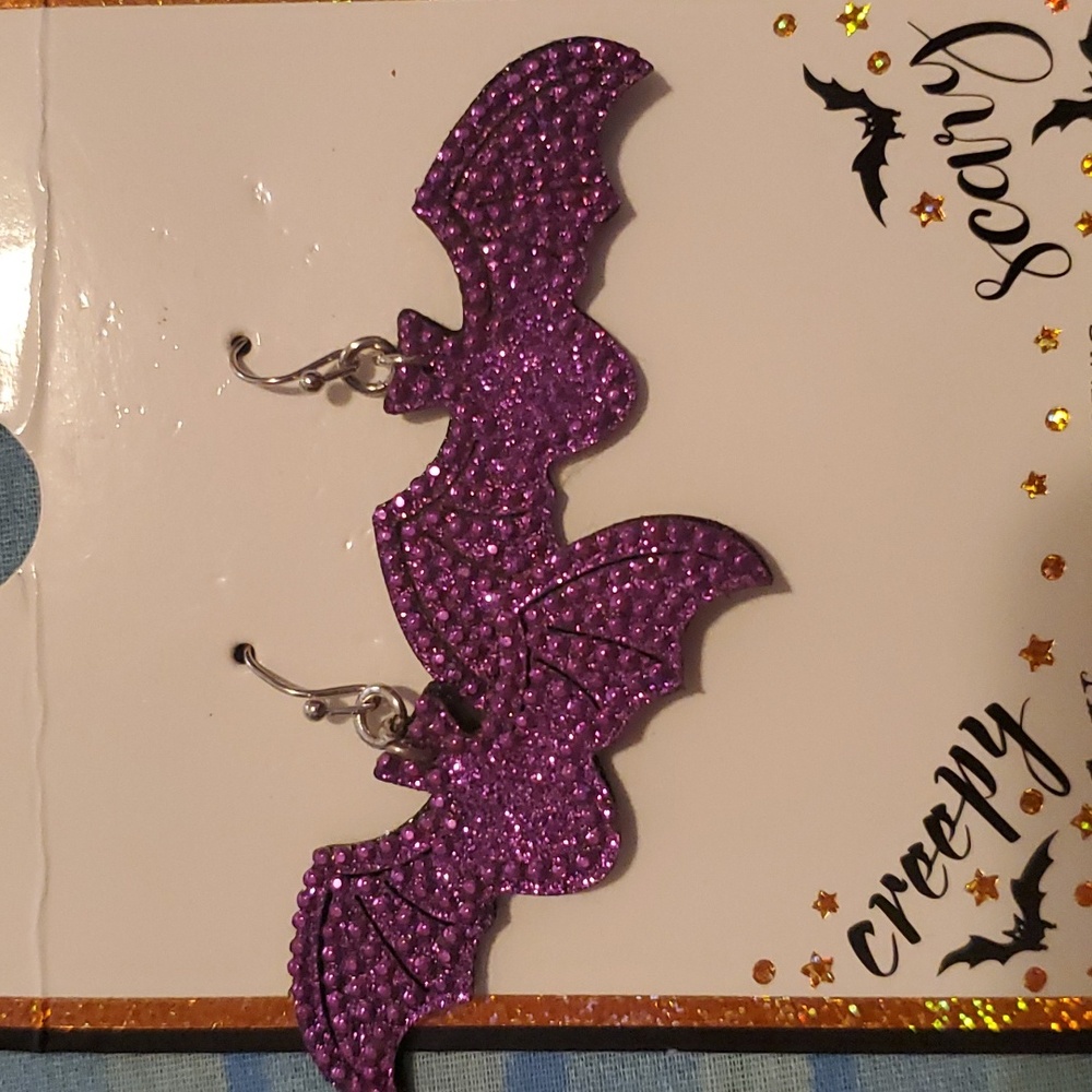 Purple Bat Earrings